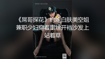 《屌哥探花》约炮白肤美空姐兼职少妇穿着黑丝开裆沙发上站着草